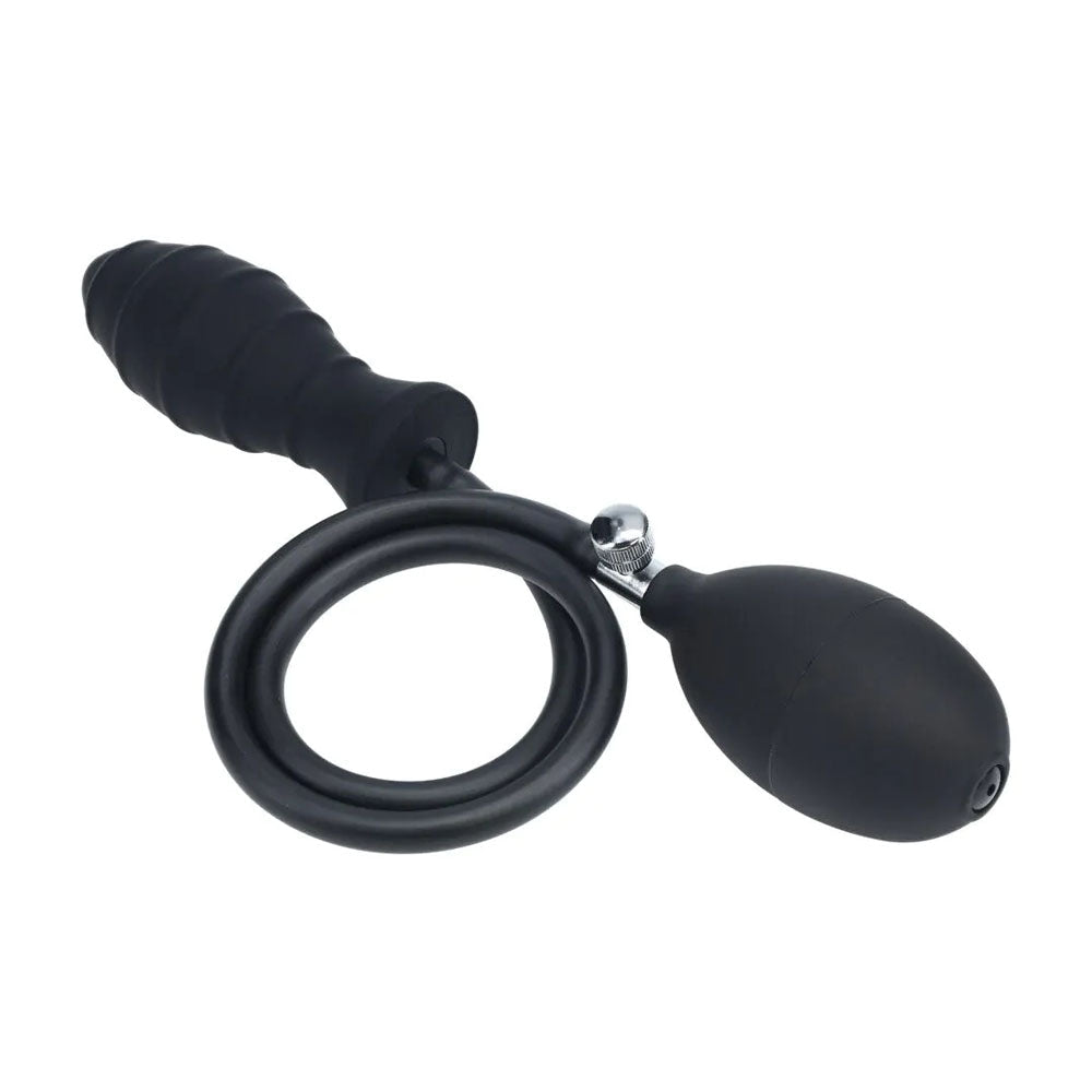 LEVELZ Ribbed Inflatable Anal Plug - Black Butt Plug - ANAL TOYS - Mr and Mrs D's
