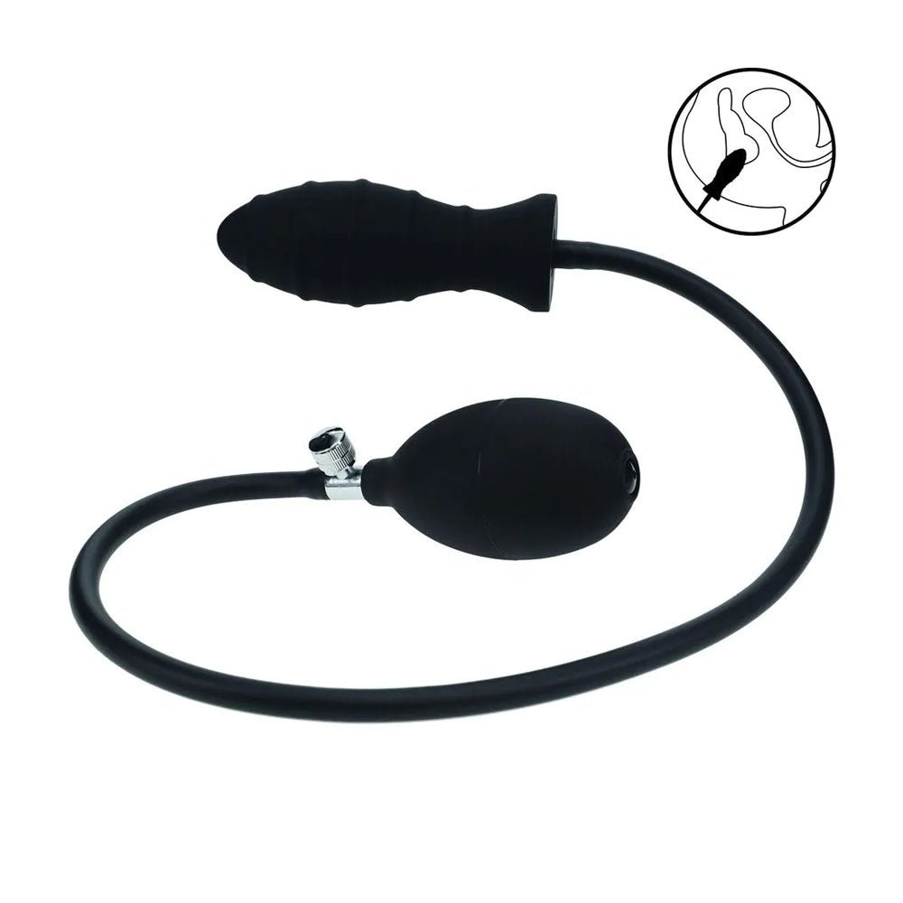 LEVELZ Ribbed Inflatable Anal Plug - Black Butt Plug - ANAL TOYS - Mr and Mrs D's