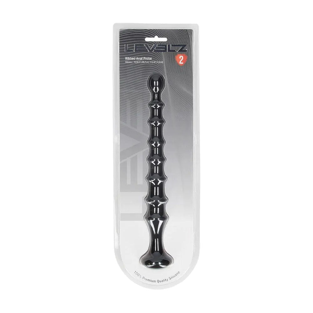LEVELZ Ribbed Silicone Flared Anal Probe - Black 26.7 cm Anal Beads - ANAL TOYS - Mr and Mrs D's