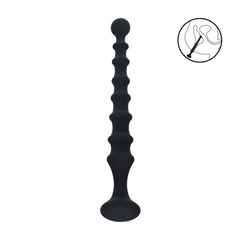 LEVELZ Ribbed Silicone Flared Anal Probe - Black 26.7 cm Anal Beads - ANAL TOYS - Mr and Mrs D's