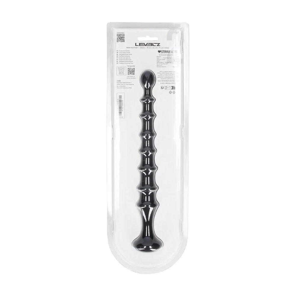 LEVELZ Ribbed Silicone Flared Anal Probe - Black 26.7 cm Anal Beads - ANAL TOYS - Mr and Mrs D's