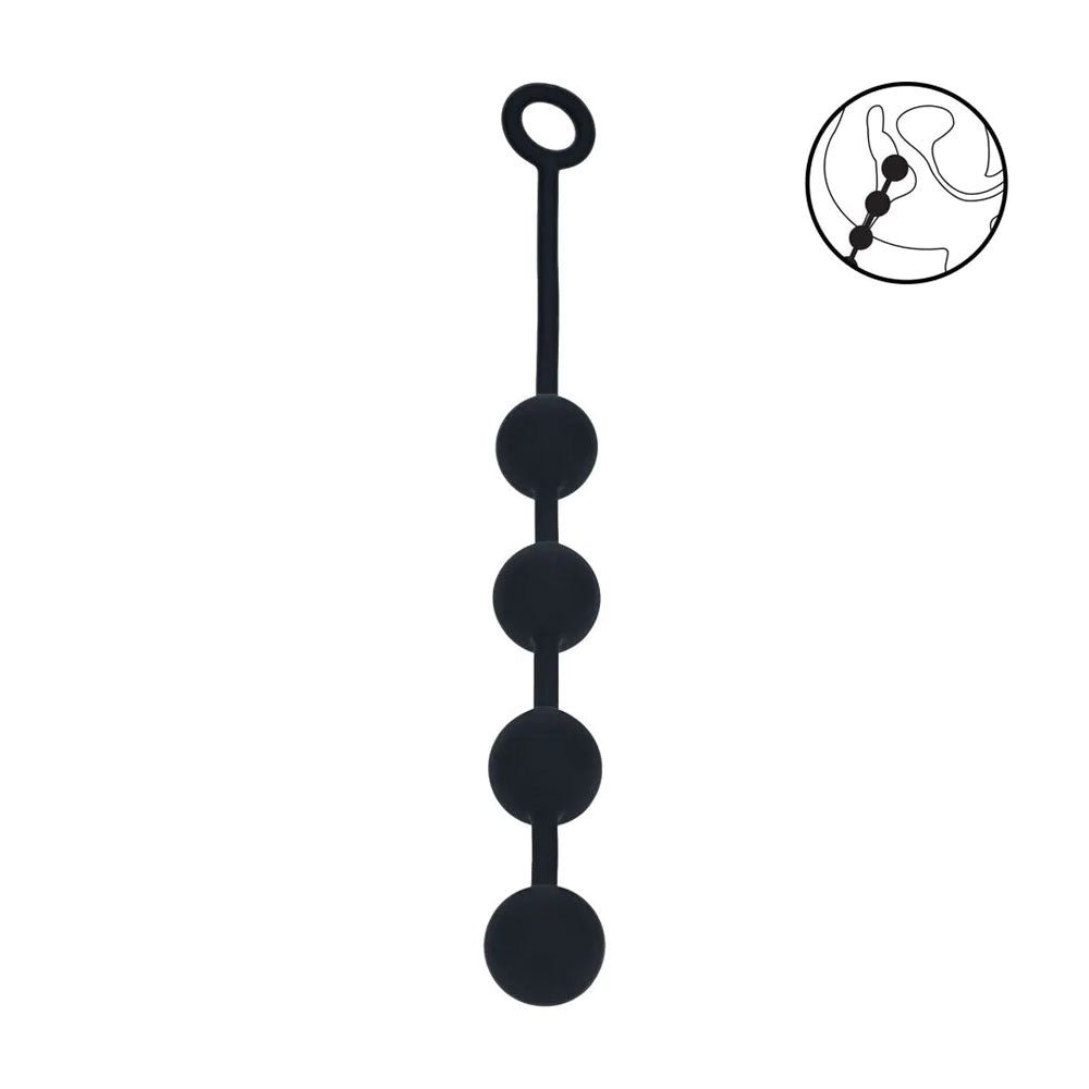LEVELZ Round Silicone Anal Balls - Black 40.5 cm Large Anal Beads - ANAL TOYS - Mr and Mrs D's