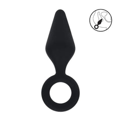 LEVELZ Silicone Anal Plug with Loop - Black Large Butt Plug - ANAL TOYS - Mr and Mrs D's