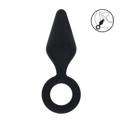 LEVELZ Silicone Anal Plug with Loop - Black Medium Butt Plug - ANAL TOYS - Mr and Mrs D's