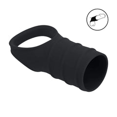 LEVELZ Silicone Cock Ring & Ribbed Sleeve - Black - COCK RINGS - Mr and Mrs D's