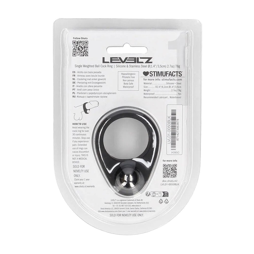LEVELZ Single Weighted Ball Cock Ring - Black - COCK RINGS - Mr and Mrs D's