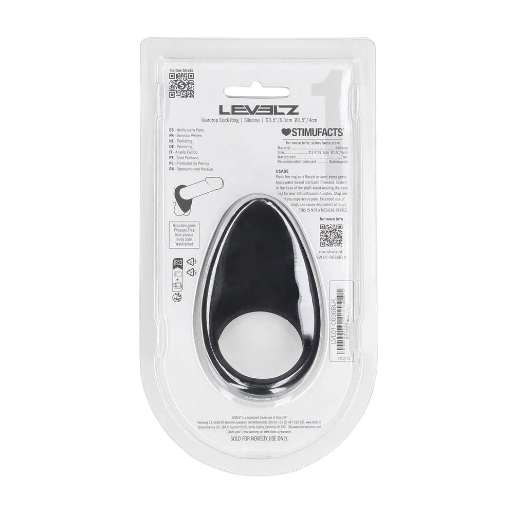 LEVELZ Teardrop Silicone Cock Ring - Black - COCK RINGS - Mr and Mrs D's