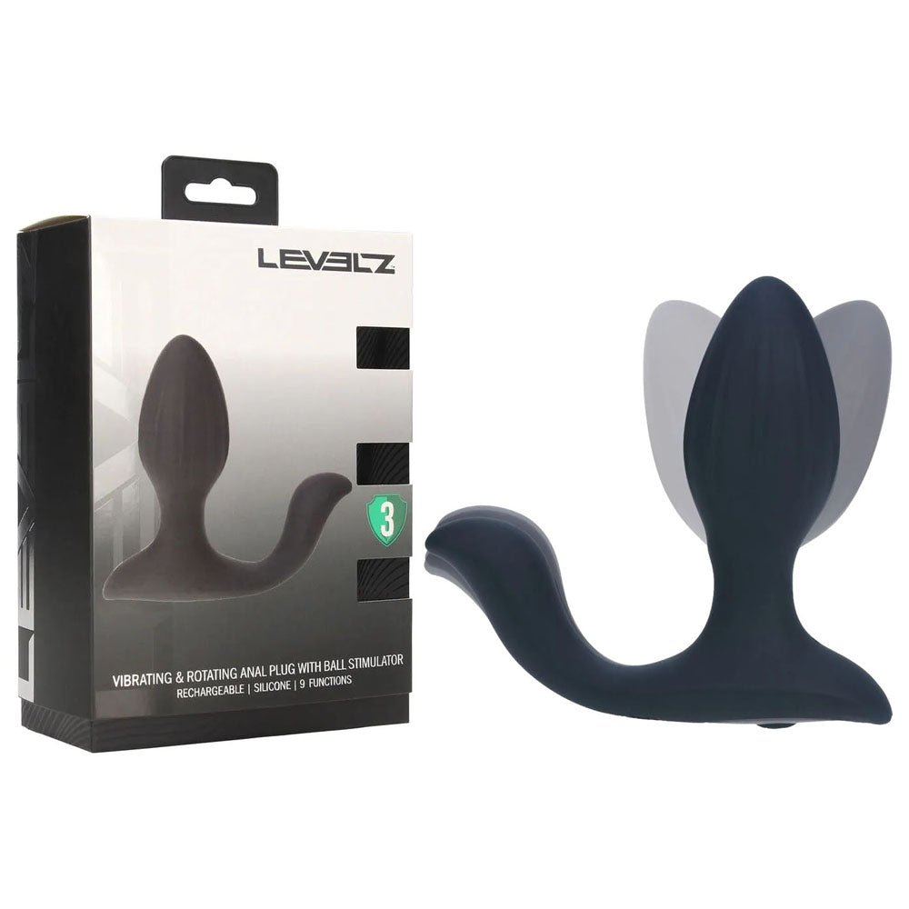 LEVELZ Vibrating & Rotating Anal Plug with Ball Stimulator - Black 10.7 cm USB Rechargeable - ANAL TOYS - Mr and Mrs D's