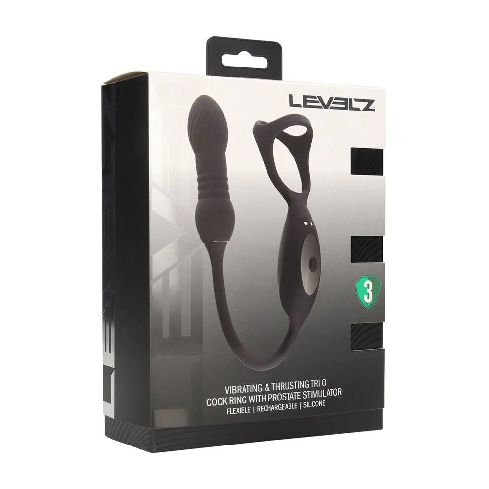 LEVELZ Vibrating & Thrusting TriO Cock Ring with Prostate Stimulator - Black USB Rechargeable - COCK RINGS - Mr and Mrs D's