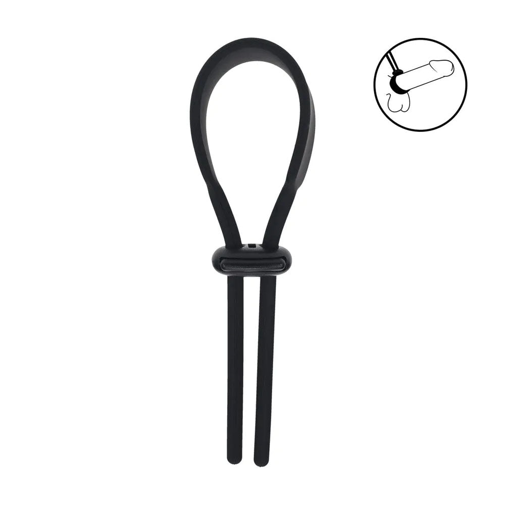 LEVELZ Wide Adjustable Silicone Lasso Cock Ring - Black - COCK RINGS - Mr and Mrs D's