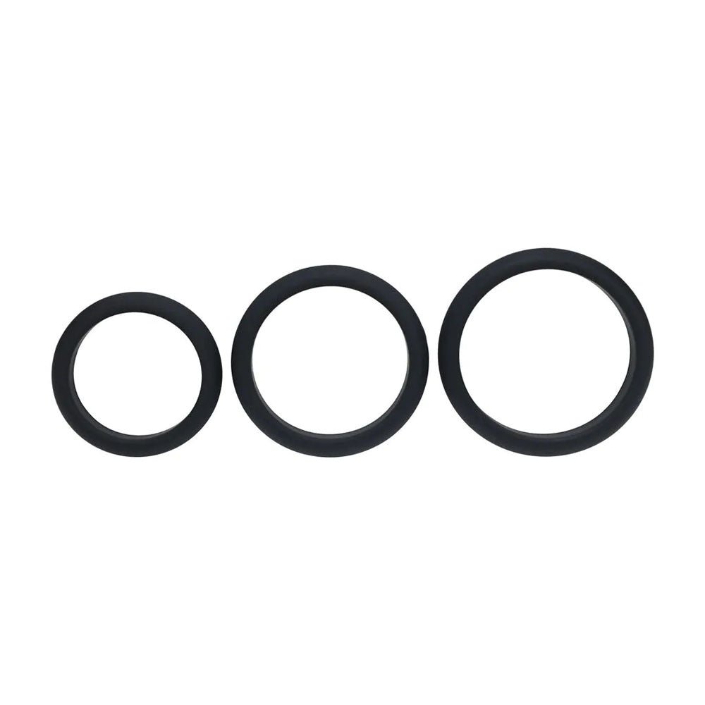 LEVELZ Wide O Silicone Cock Ring Set of 3 - L/XL/2X - Black - COCK RINGS - Mr and Mrs D's