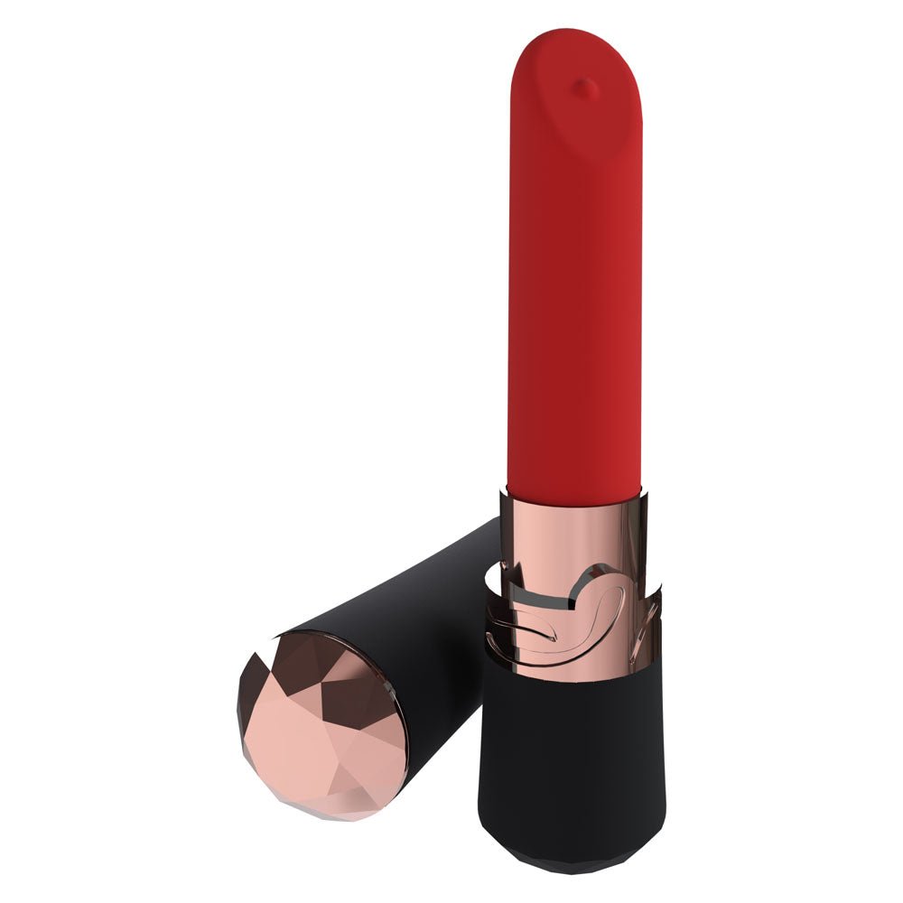 LOVELINE Dahlia - Black - Black/Red 12.5 cm USB Rechargeable Lipstick Vibrator - Mr and Mrs D's
