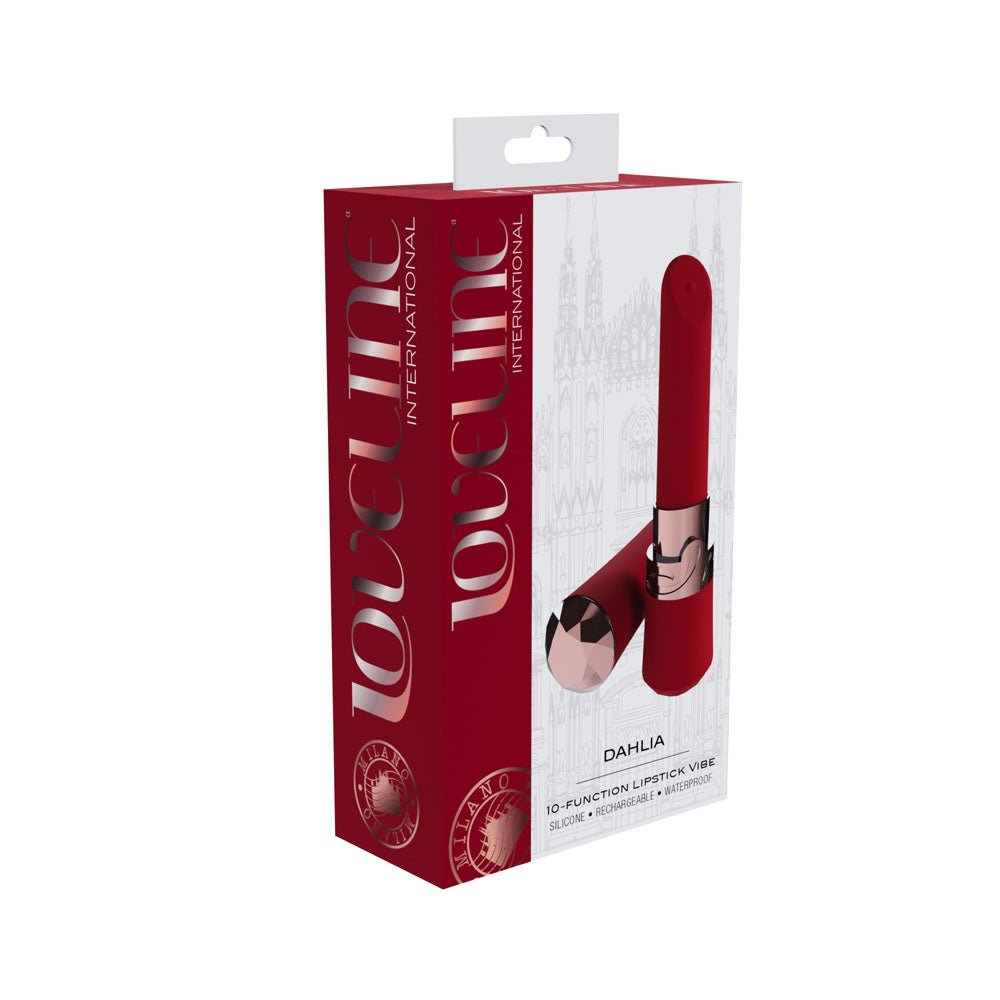 LOVELINE Dahlia - Red - Red 12.5 cm USB Rechargeable Lipstick Vibrator - Mr and Mrs D's
