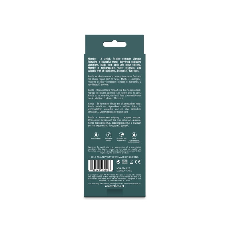 Lust - n - Dreams - Mambo - Sage - Green 12.2 cm USB Rechargeable Bullet - Mr and Mrs D's