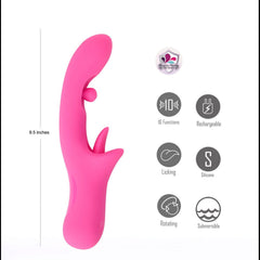 Maia ALORA - Pink 24.1 cm USB Rechargeable Rotating & Licking Vibrator - VIBRATORS - Mr and Mrs D's