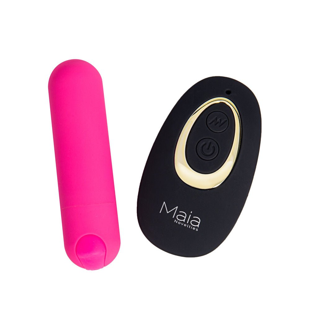 Maia DATE NIGHT PANTY VIBE - S/M - Black S/M Panty with Pink USB Rechargeable Bullet & Remote - BULLETS & EGGS - Mr and Mrs D's