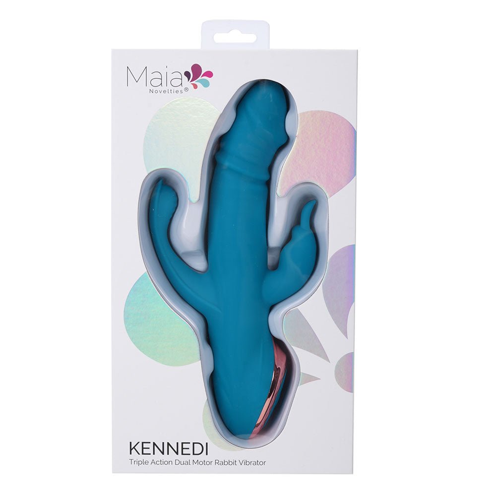 Maia KENNEDI - Blue 23.5 cm USB Rechargeable Triple Stimulating Vibrator - Mr and Mrs D's