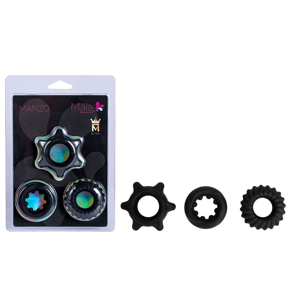 Maia MANZO - Black Silicone Cock Rings - Set of 3 - Mr and Mrs D's