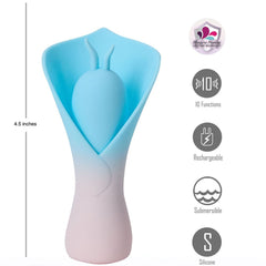 Maia MINA - Blue - Blue/Pink USB Rechargeable Fluttering Flower Stimulator - STIMULATORS - Mr and Mrs D's