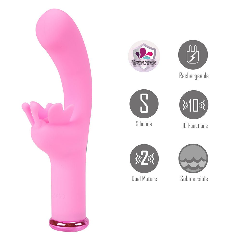 Maia MYLA - Pink - Pink 15.9 cm USB Rechargeable Butterfly Vibrator - Mr and Mrs D's