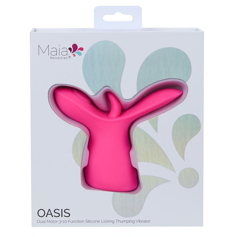 Maia OASIS - Pink - Pink USB Rechargeable Dual Motor Licking & Thumping Stimulator - STIMULATORS - Mr and Mrs D's