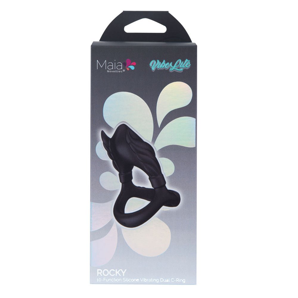 Maia ROCKY Vibrating Cock & Balls Ring - Black USB Rechargeable - COCK RINGS - Mr and Mrs D's