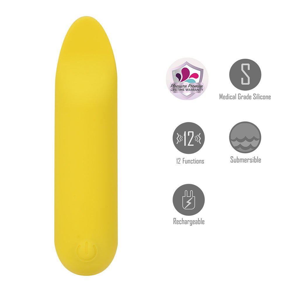 Maia TAWNI - Yellow - Yellow 9 cm USB Rechargeable Bullet with Flickering Tip - Mr and Mrs D's