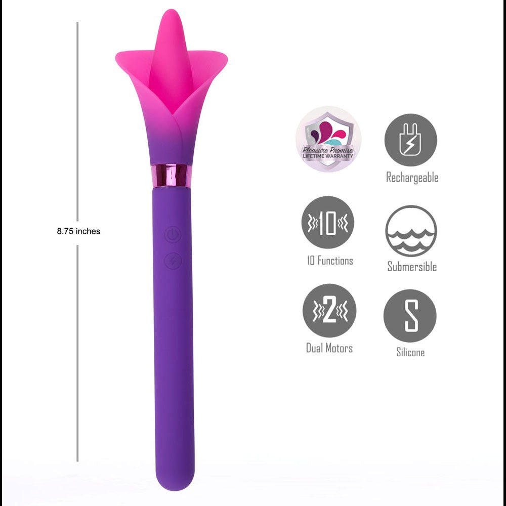 Maia VALA - Purple - Purple/Pink 22.2 cm USB Rechargeable Flower Vibrator - VIBRATORS - Mr and Mrs D's