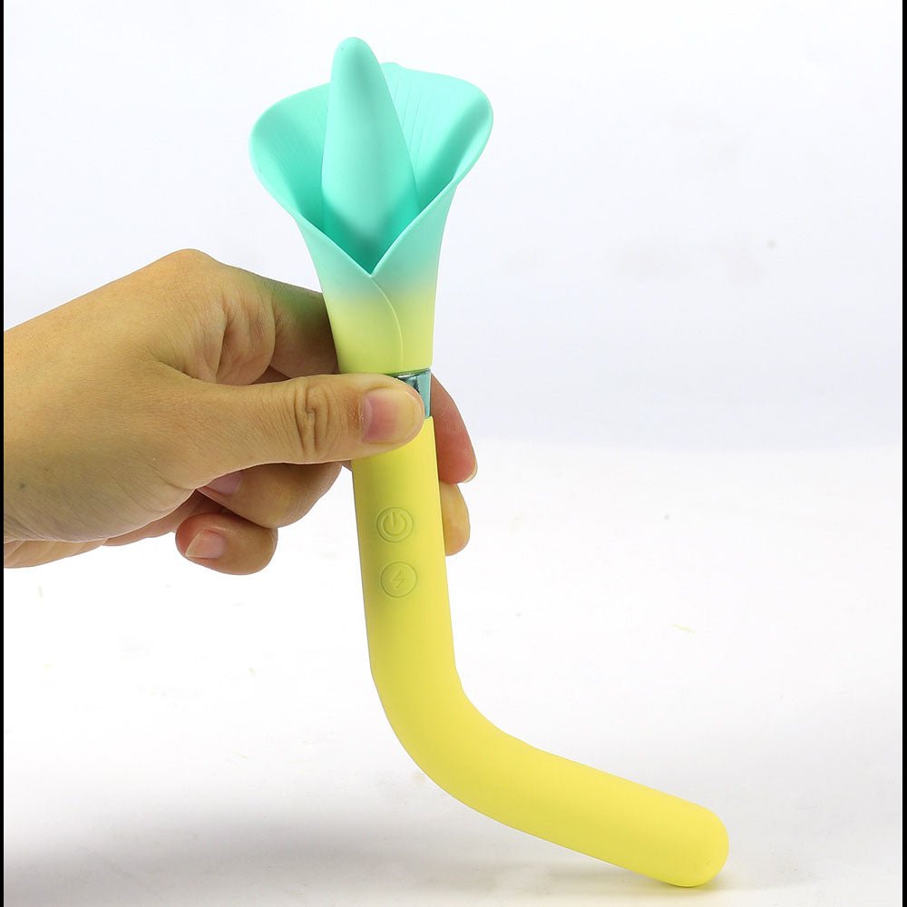 Maia VALA - Yellow - Yellow/Green 22.2 cm USB Rechargeable Flower Vibrator - VIBRATORS - Mr and Mrs D's