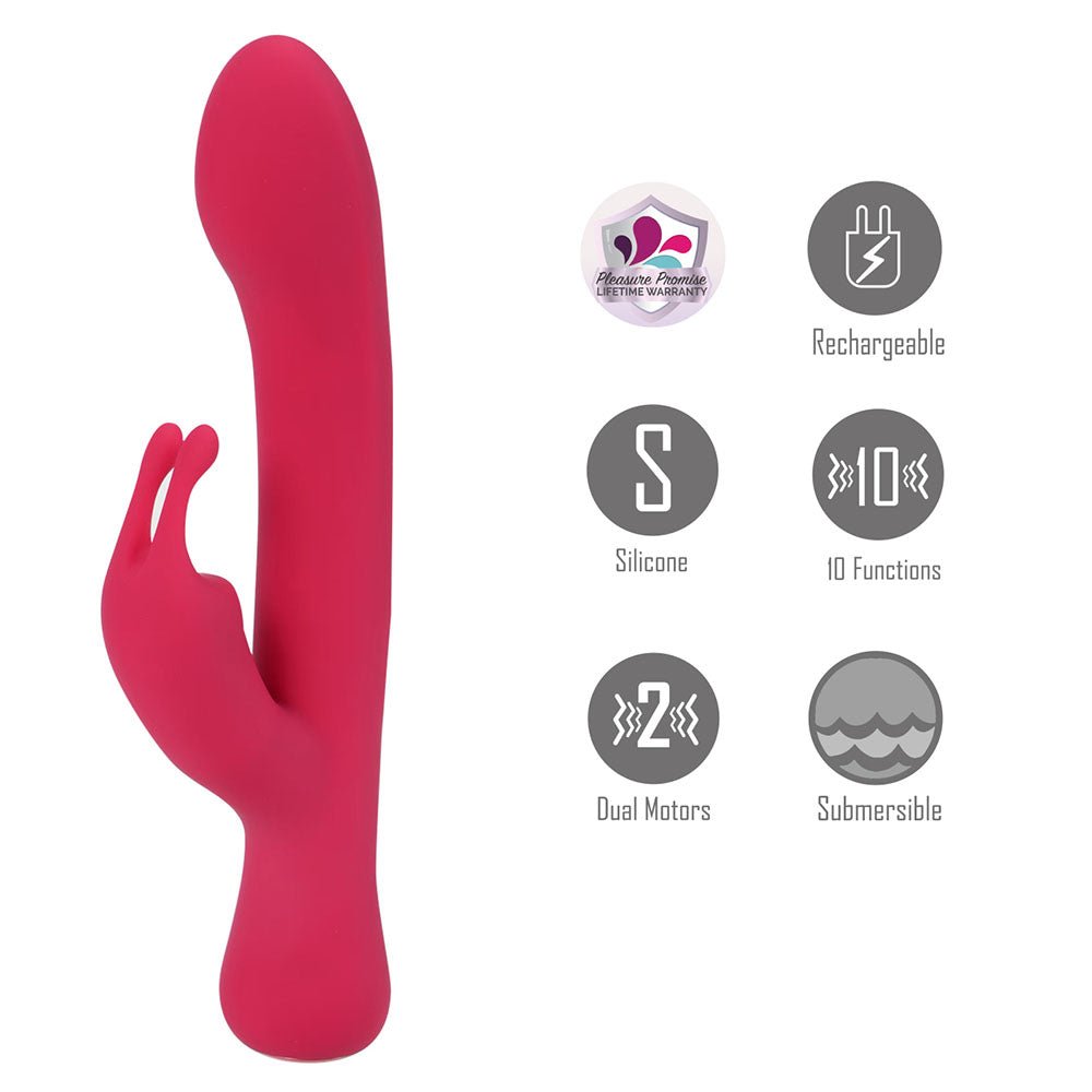 Maia ZARA - Red - Red 17.1 cm USB Rechargeable Rabbit Vibrator - VIBRATORS - Mr and Mrs D's
