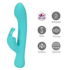 Maia ZARA - Teal - Teal 17.1 cm USB Rechargeable Rabbit Vibrator - Mr and Mrs D's
