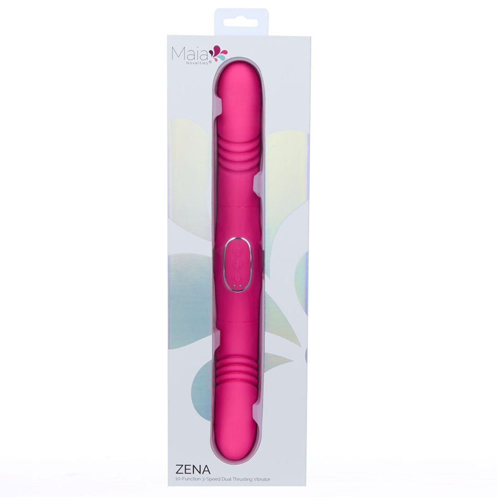 Maia ZENA - Pink - Pink 35.5 cm USB Rechargeable Dual Thrusting Double Ended Vibrator - VIBRATORS - Mr and Mrs D's