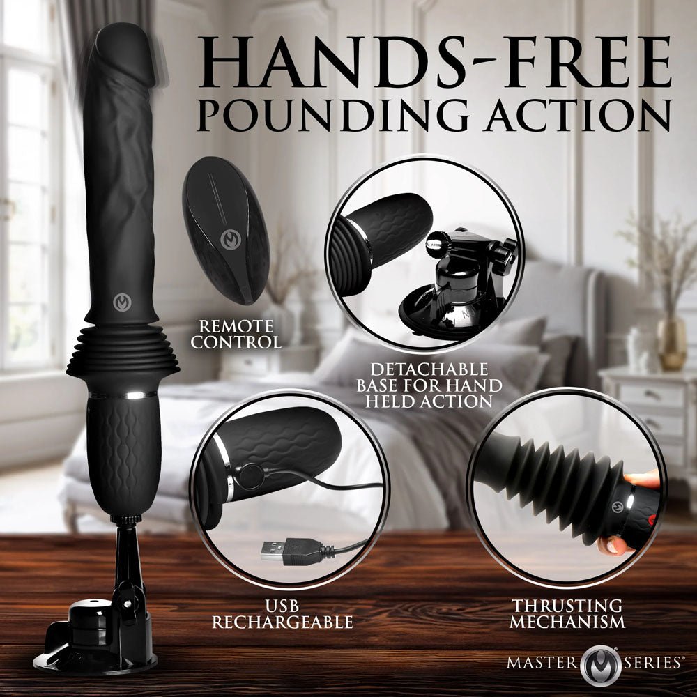 Master Series Ultimate Power Pounder - Black 30 cm USB Rechargeable Thrusting Vibrator - VIBRATORS - Mr and Mrs D's