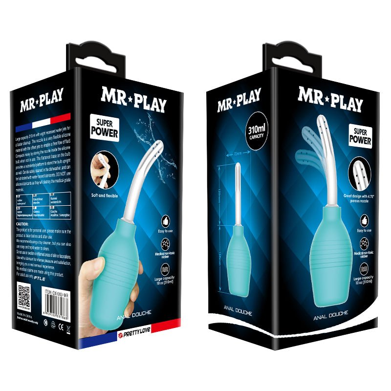 MR PLAY Anal Douche - Aqua/White Unisex Douche - 310 ml Capacity - Mr and Mrs D's