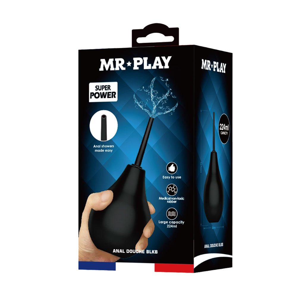 MR PLAY Anal Douche - Black - Black Unisex Douche - 224 ml Capacity - Mr and Mrs D's