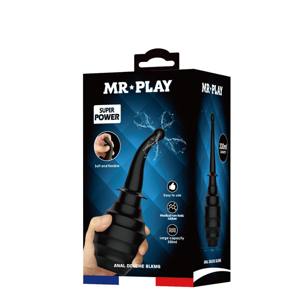 MR PLAY Anal Douche M6 - Black - Black Unisex Douche - 330 ml Capacity - Mr and Mrs D's