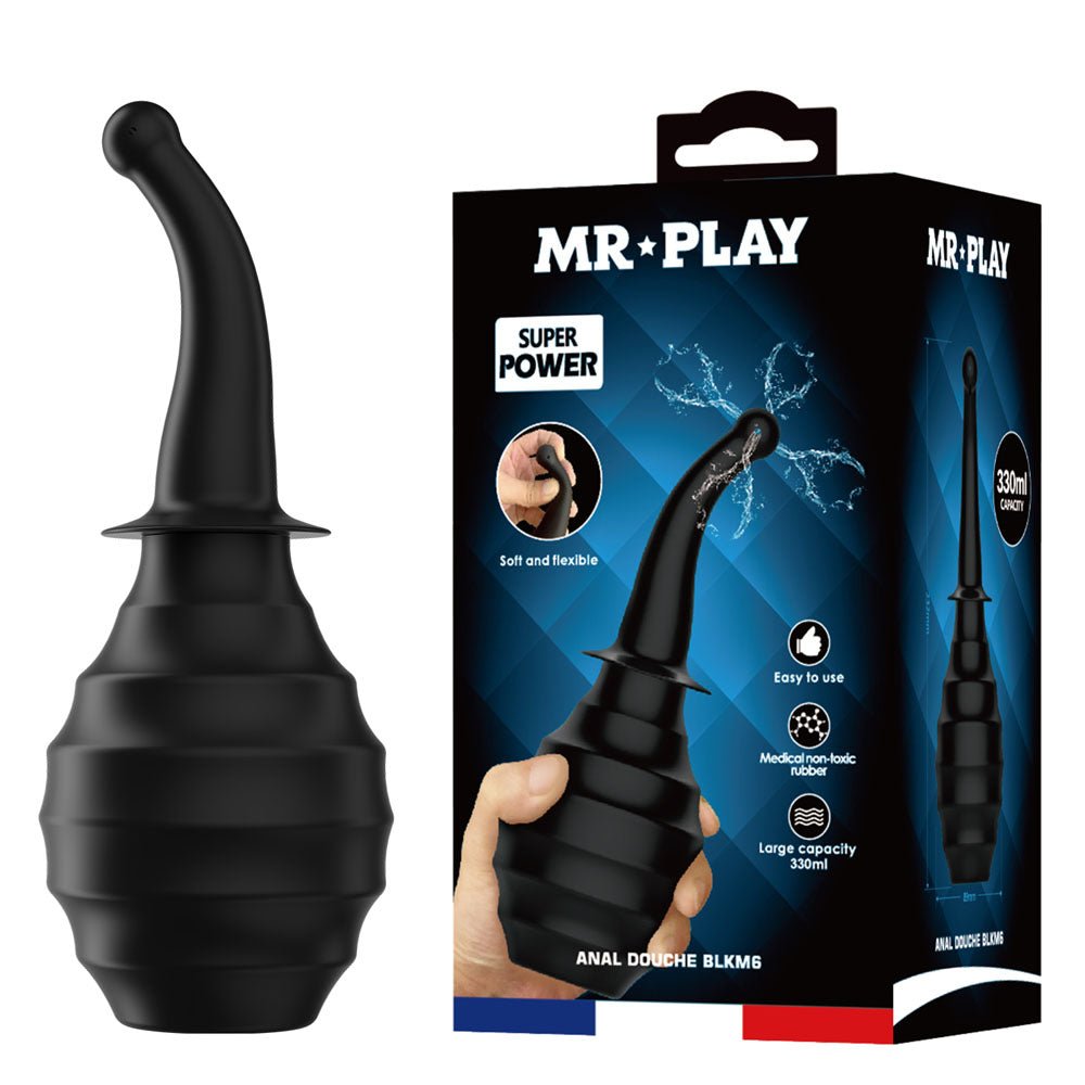 MR PLAY Anal Douche M6 - Black - Black Unisex Douche - 330 ml Capacity - Mr and Mrs D's