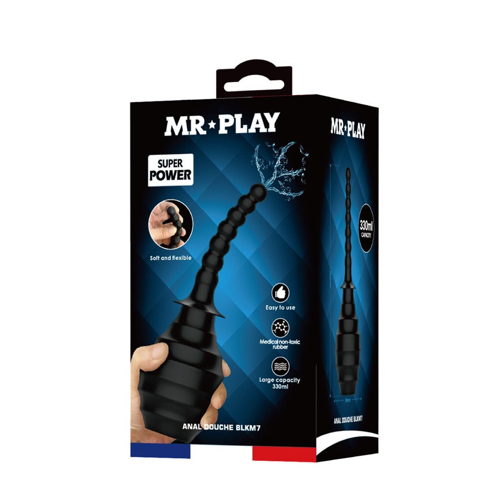 MR PLAY Anal Douche M7 - Black - Black Unisex Douche - 330 ml Capacity - Mr and Mrs D's