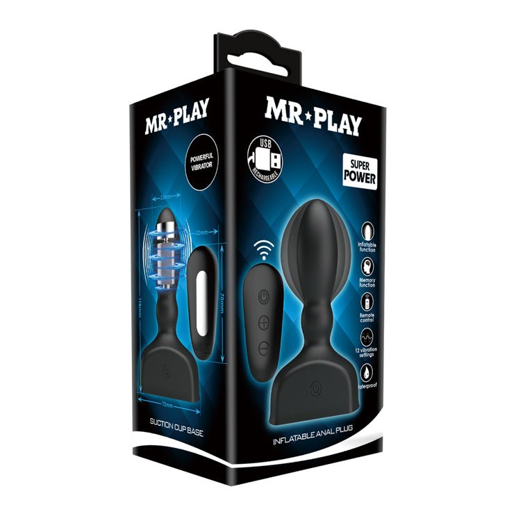 MR PLAY Inflatable Anal Plug - Black USB Rechargeable Inflatable Anal Plug with Wireless Remote - Mr and Mrs D's