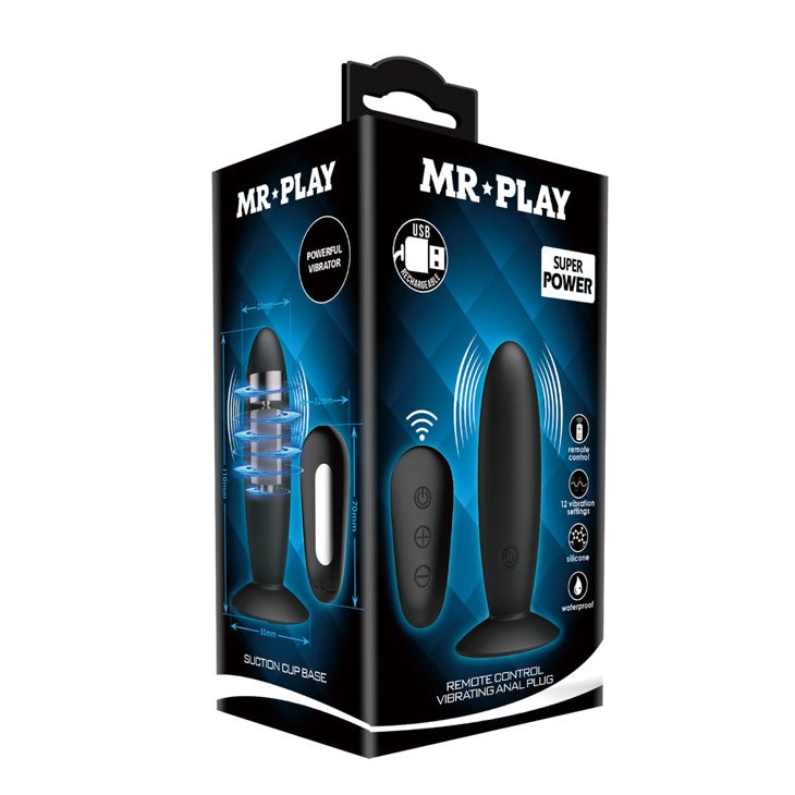 MR PLAY Remote Control Vibrating Anal Plug - Black USB Rechargeable Vibrating Butt Plug with Wireless Remote - Mr and Mrs D's