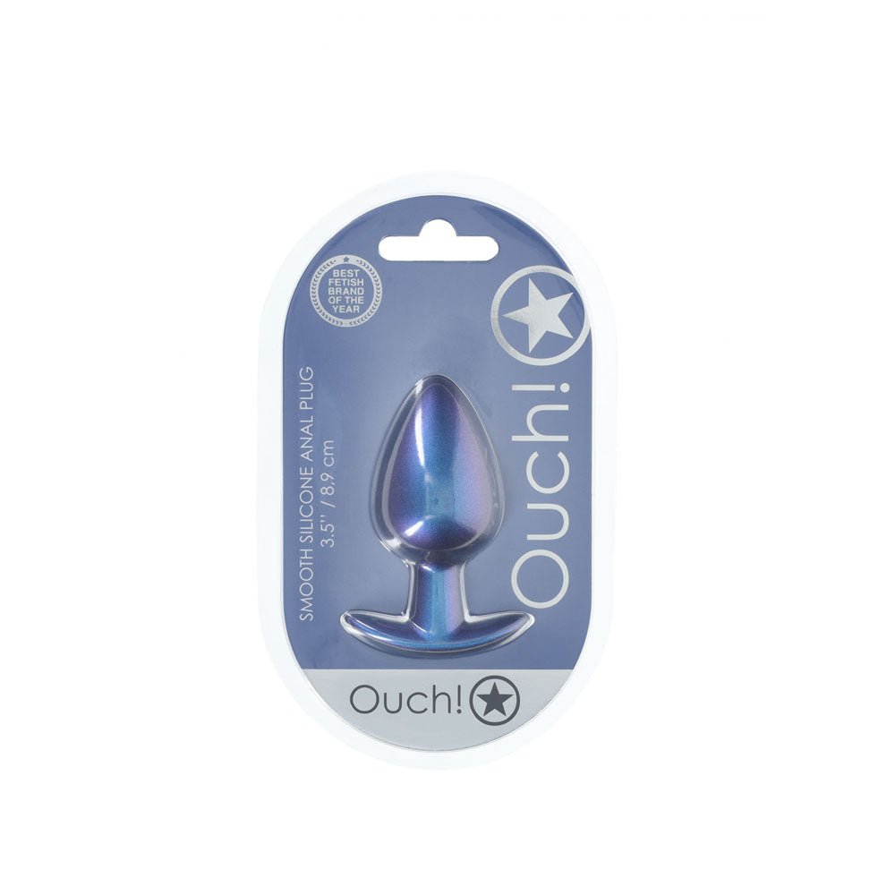 OUCH! Anal Plug - Large - Metallic Blue - Metallic Blue 8.9 cm Large Butt Plug - ANAL TOYS - Mr and Mrs D's