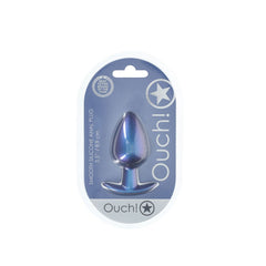 OUCH! Anal Plug - Large - Metallic Blue - Metallic Blue 8.9 cm Large Butt Plug - ANAL TOYS - Mr and Mrs D's