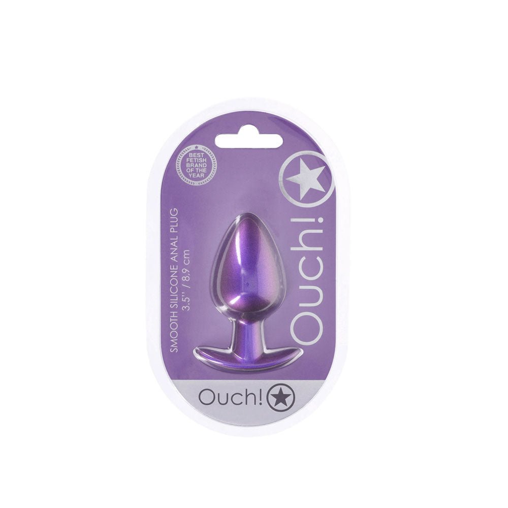 OUCH! Anal Plug - Large - Metallic Purple - Metallic Purple 8.9 cm Large Butt Plug - ANAL TOYS - Mr and Mrs D's