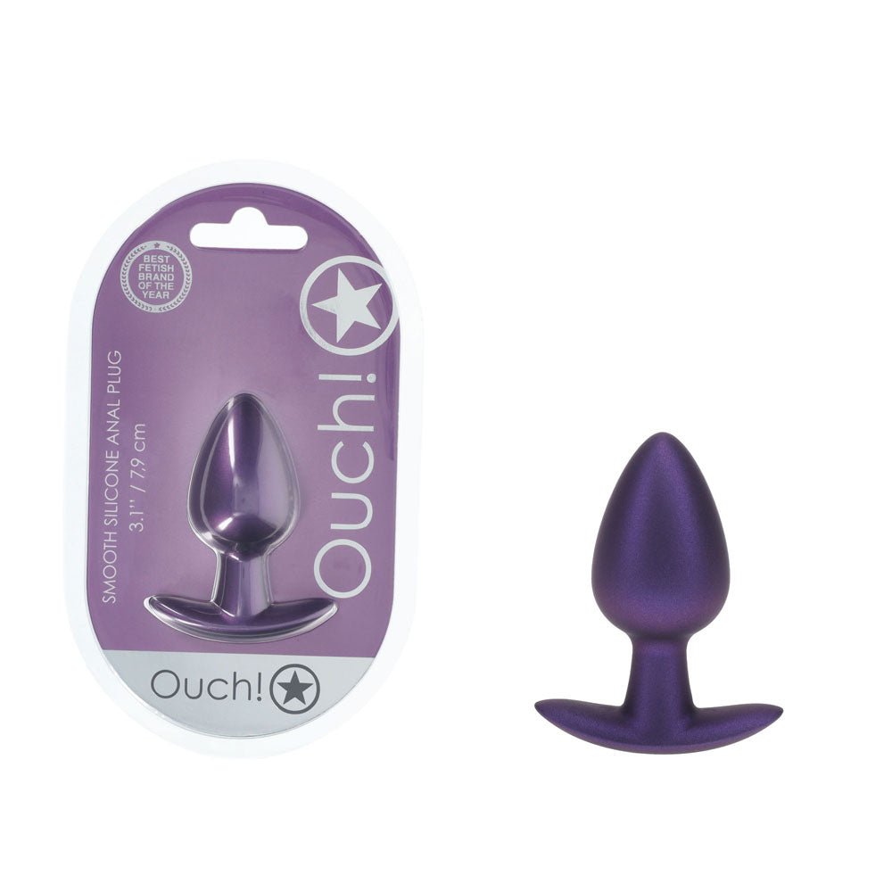 OUCH! Anal Plug - Medium - Metallic Purple - Metallic Purple 7.9 cm Medium Butt Plug - ANAL TOYS - Mr and Mrs D's