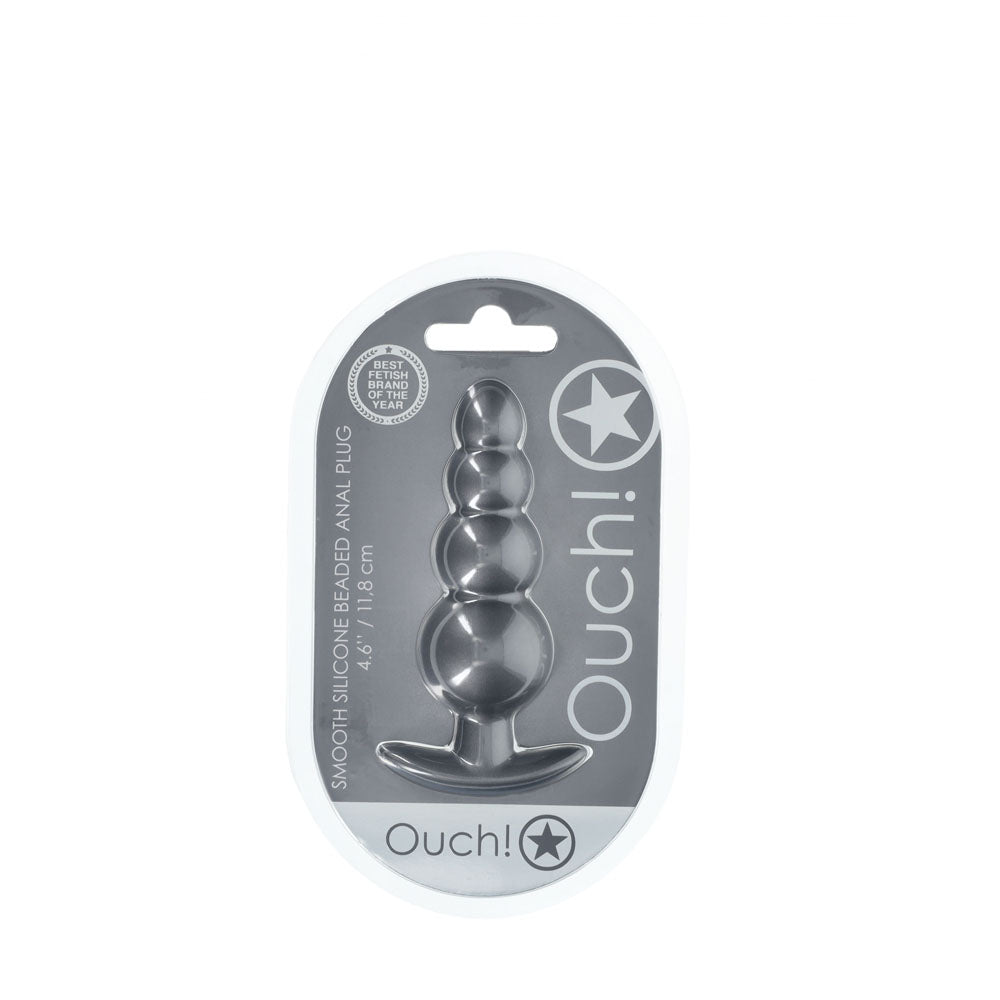 OUCH! Beaded Anal Plug - Gun Metal - Gun Metal Grey 11.7 cm Butt Plug - ANAL TOYS - Mr and Mrs D's