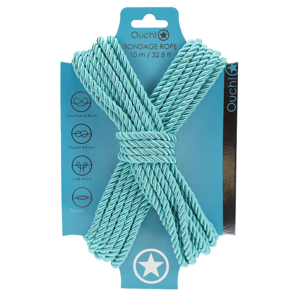 OUCH! Bondage Rope - 10 M - Blue - Blue Nylon Bondage Rope - 10 metre Length - Mr and Mrs D's