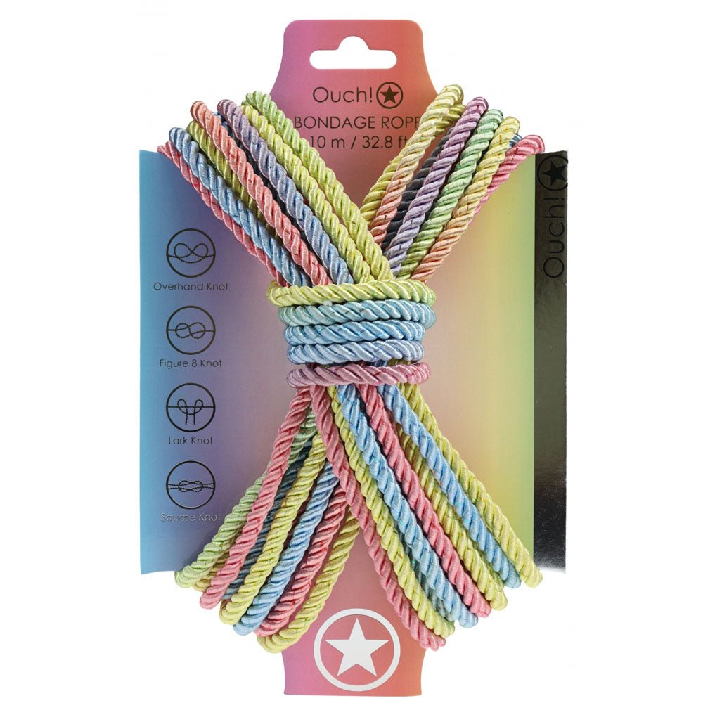 OUCH! Bondage Rope - 10 M - Multicolour 1 - Multicoloured Nylon Bondage Rope - 10 metre Length - BONDAGE - TOYS - Mr and Mrs D's