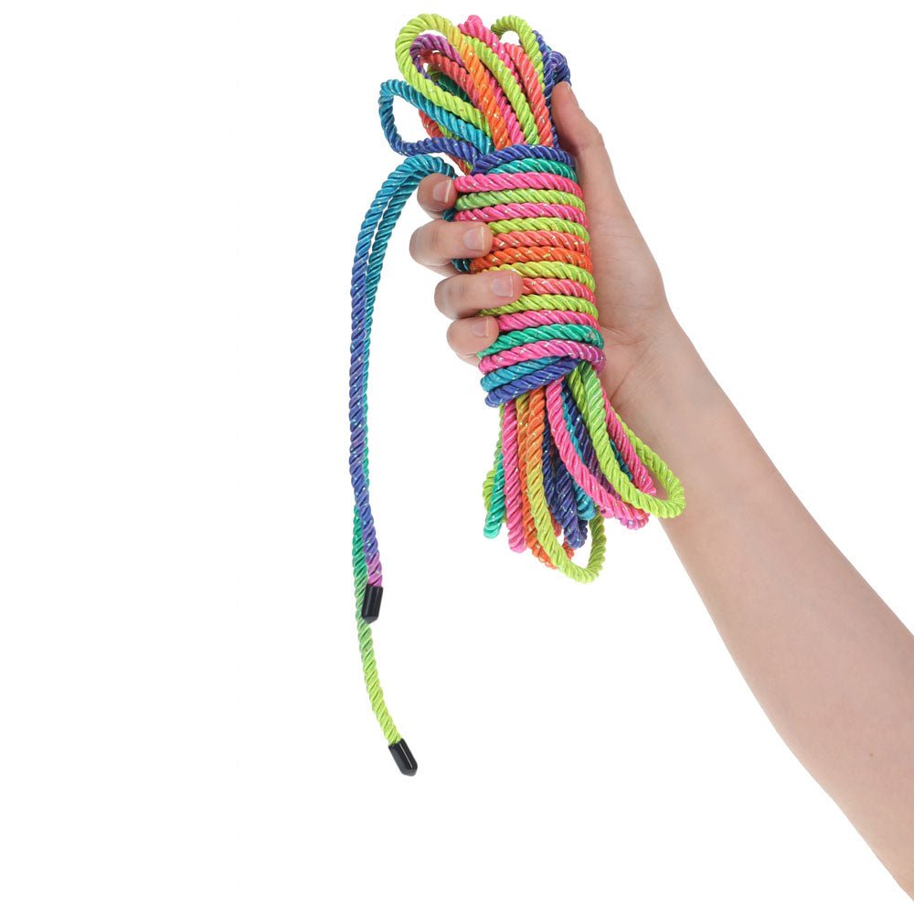 OUCH! Bondage Rope - 10 M - Multicolour 2 - Multicoloured Nylon Bondage Rope - 10 metre Length - BONDAGE - TOYS - Mr and Mrs D's