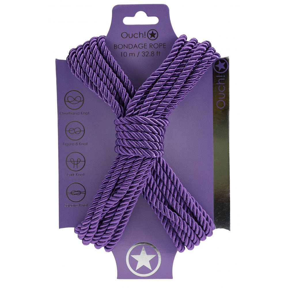 OUCH! Bondage Rope - 10 M - Purple - Purple Nylon Bondage Rope - 10 metre Length - Mr and Mrs D's