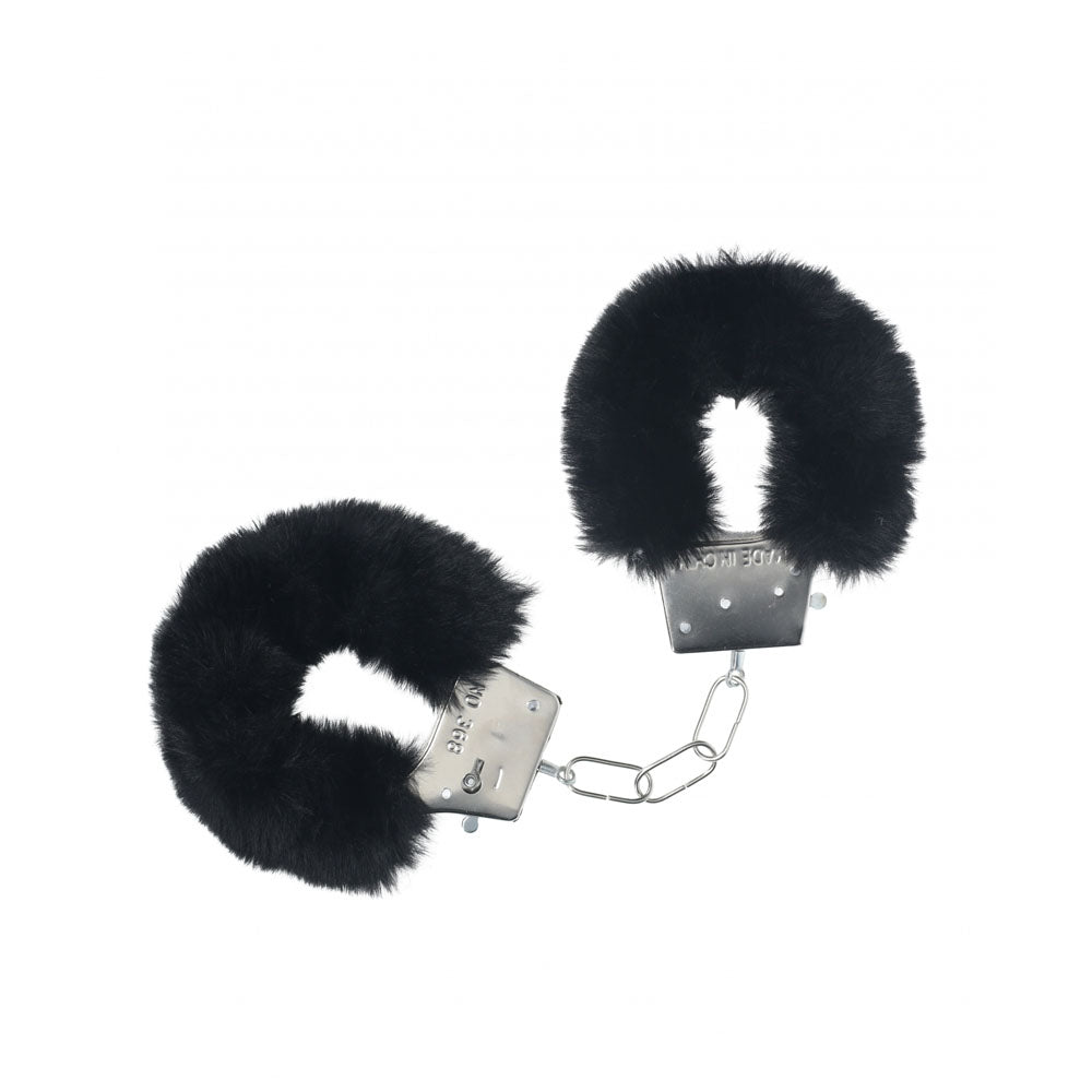 OUCH! Classic Fluffy Cuffs - Black - Black Fluffy Restraints - BONDAGE - TOYS - Mr and Mrs D's